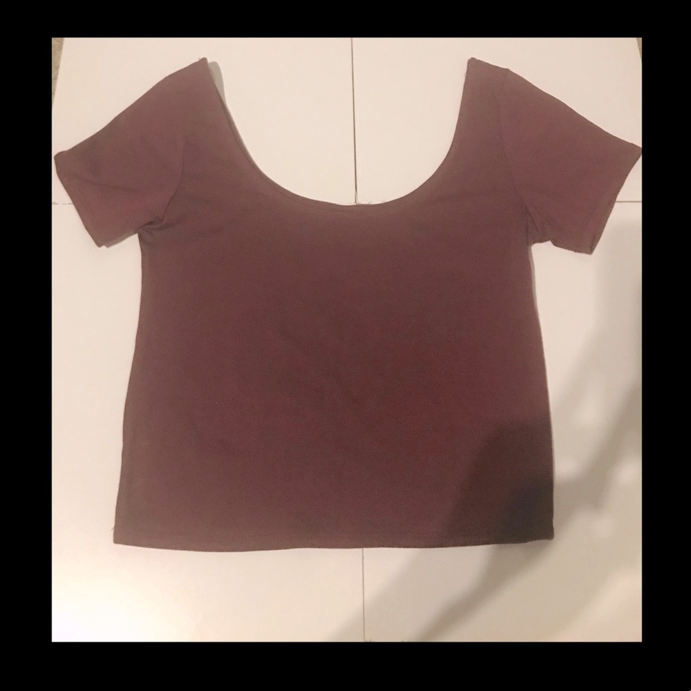 Cropped Maroon Round Neck Top